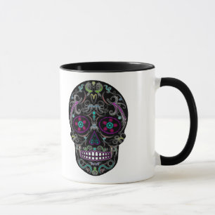 Tag des toten Zuckerschädels - bunt Schwarzes Tasse