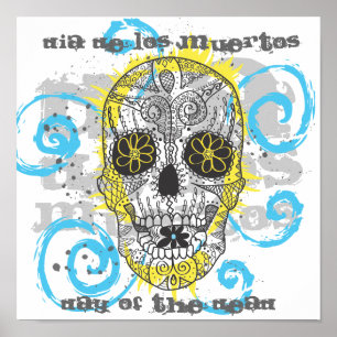 Tag des Toten Zuckerschädels Comic Tattoo Design Poster