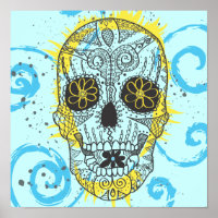 Tag des Toten Zuckerschädels Comic Tattoo Design