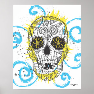 Tag des Toten Zuckerschädels Comic Tattoo Design Poster