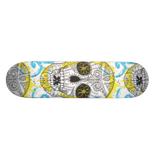 Tag des Toten Zuckerschädels Comic Tattoo Design Skateboard