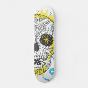 Tag des Toten Zuckerschädels Comic Tattoo Design Skateboard