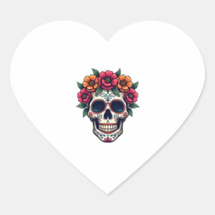 Tag des Toten Zuckerschädels � Dia de los Muertos Herz-Aufkleber
