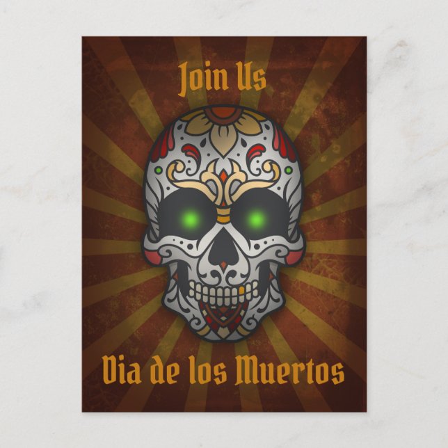 Tag des Toten Zuckerschädels | Halloween Postkarte (Vorderseite)