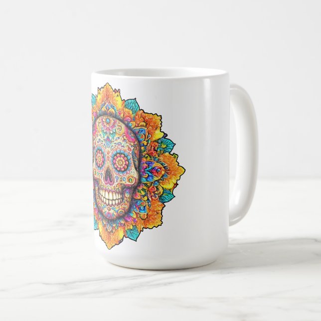 Tag des Toten Zuckerschädels Kaffeetasse (VorderseiteRechts)