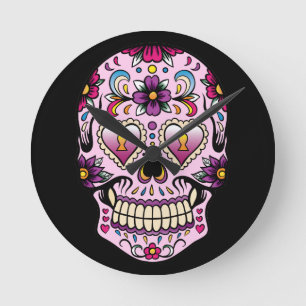 Tag des toten Zuckerschädels Runde Wanduhr