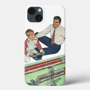 Tag des Vintagen Vaters, Vater und Sohn mit Zügen Case-Mate iPhone Hülle