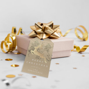 Tag des Weihnachtsgeschenks Gray Ivory Gold Rentie Geschenkanhänger