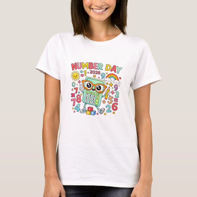 Tag des Zahlen 2026 Eule Rechner Mathe T-Shirt (Vorderseite)