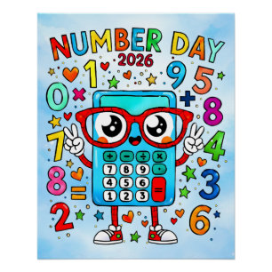 Tag des Zahlen 2026 Süßer Rechner Mathe-Design Poster