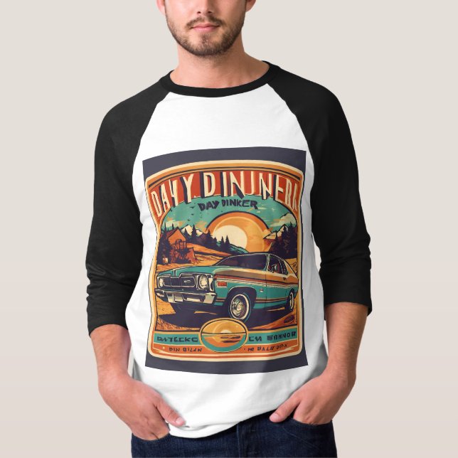 Tag Drinker Retro 70er Sticker T-Shirt (Vorderseite)
