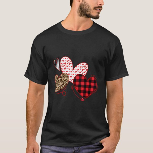 Tag Er Liebt Leopard Kariert T-Shirt (Vorderseite)