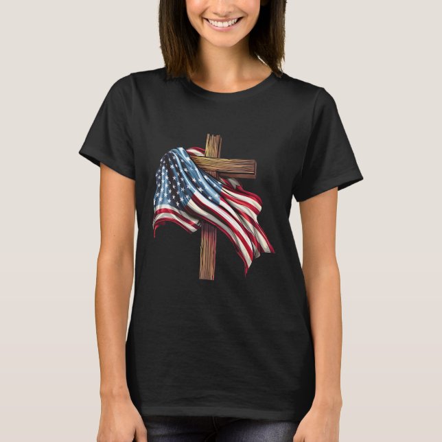 Tag Flag Cross Print T-Shirt (Vorderseite)