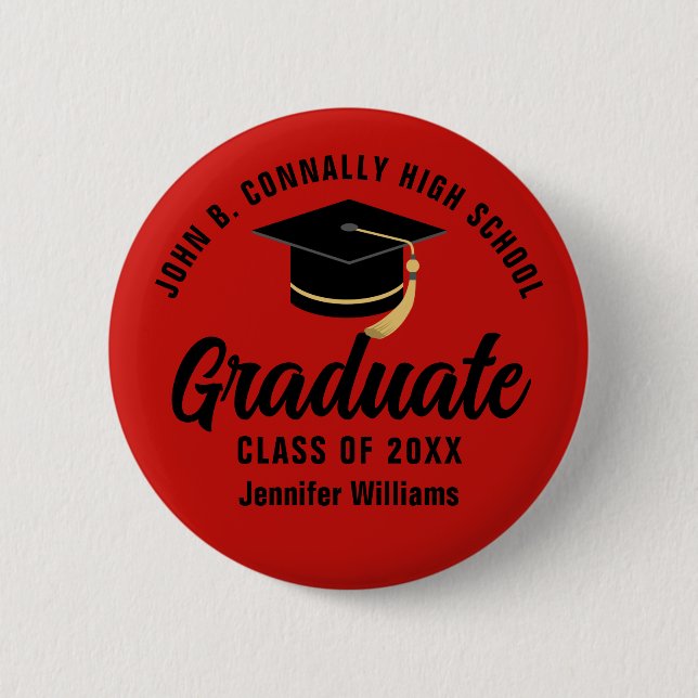 Tag für den benutzerdefinierten Red Black Graduate Button (Vorderseite)