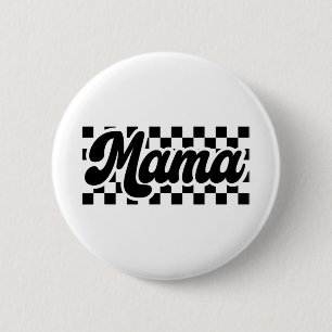 Tag für Mama Retro Vintage Damen Kariert Mama Button