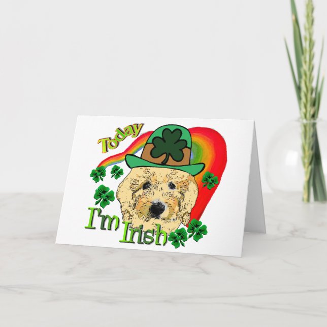 Tag Goldendoodle St. Patricks Karte (Vorderseite)