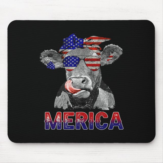 Tag Kuh Merica 4. Juli Kühe Liebhaber Mousepad (Vorne)
