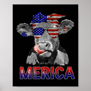 Tag Kuh Merica 4. Juli Kühe Liebhaber Poster