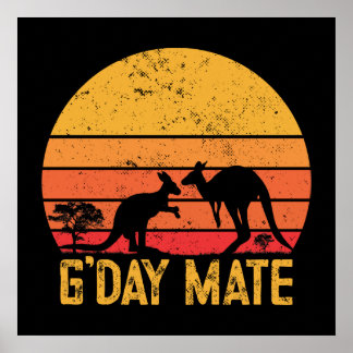 Tag, Kumpel! Retro Vintag australisches Kangaroos Poster