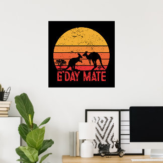 Tag, Kumpel! Retro Vintag australisches Kangaroos Poster