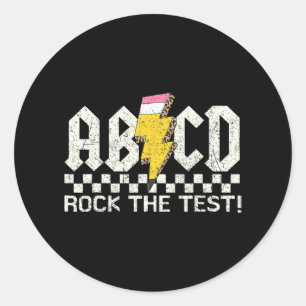 Tag Lehrer Test Retro Abcd Rock Test Day Schoo Runder Aufkleber