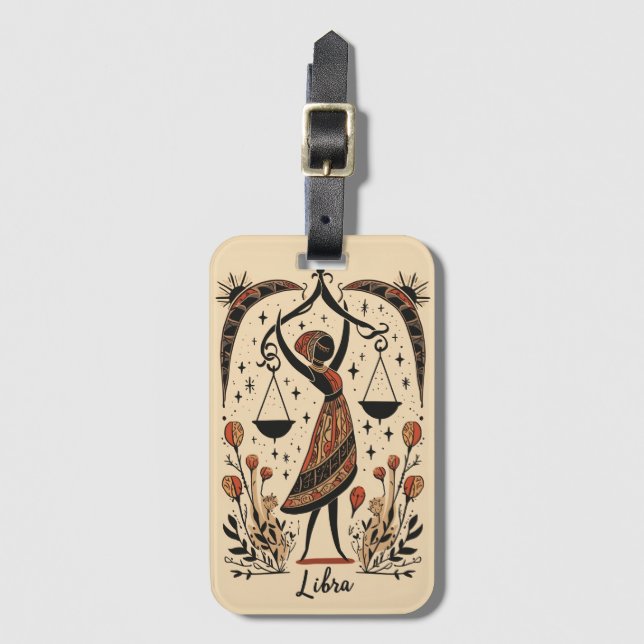Tag Libra Celestial Zodiac Art Gepäckanhänger (Vorderseite Vertikal)