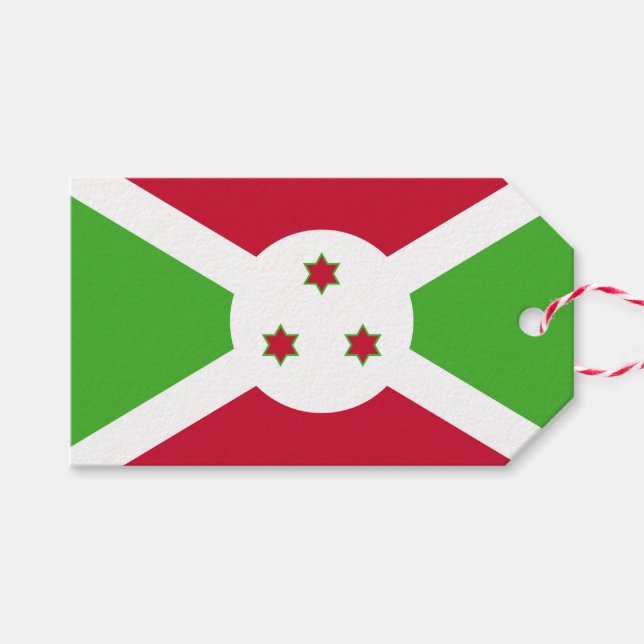 Tag mit der Flagge Burundis Geschenkanhänger (Vorderseite (Horizontal))
