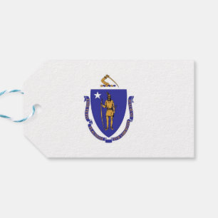 Tag mit der Flagge von Massachusetts Staat, USA Geschenkanhänger
