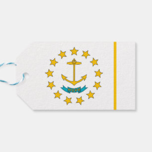 Tag mit Flagge auf Rhode Island, USA Geschenkanhänger