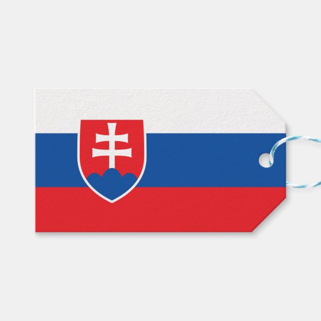 Tag mit Flagge der Slowakei Geschenkanhänger (Vorderseite (Horizontal))
