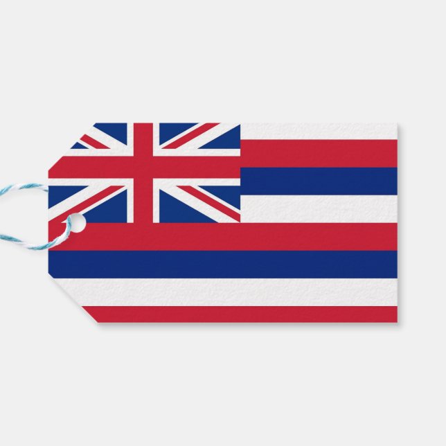 Tag mit Flagge des Hawaii-Staat, USA Geschenkanhänger (Rückseite Horizontal)