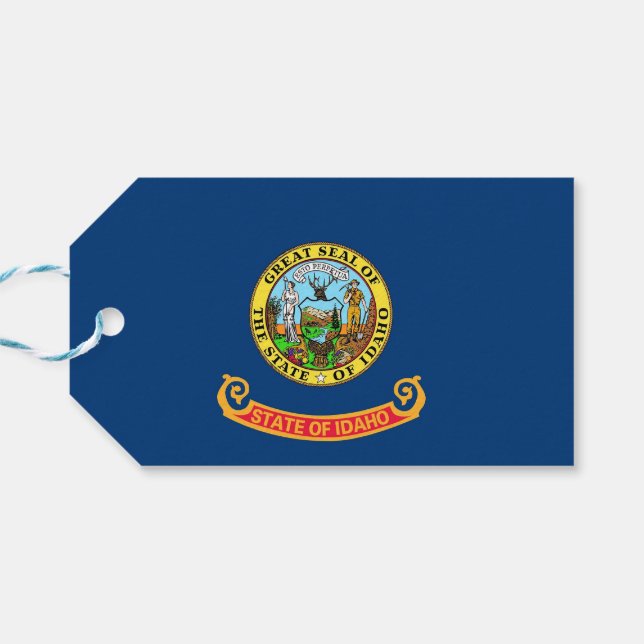Tag mit Flagge des Staat Idaho, USA Geschenkanhänger (Rückseite Horizontal)