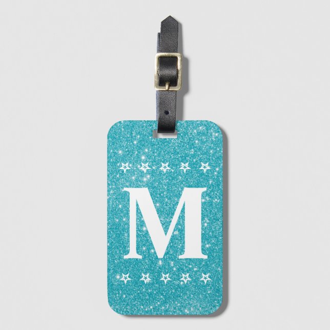 Tag mit Mit Monogramm Gepäck für fünf Glitzern Gepäckanhänger (Vorderseite Vertikal)
