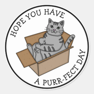 Tag mit Purr-fect   Funny Cat in a Box Runder Aufkleber