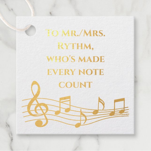 Tag "Music Teacher Foil" - "Every Note Counts" (Vorderseite)