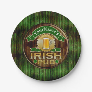 Tag Name-Baririscher Pub-Zeichen-St. Patricks Pappteller