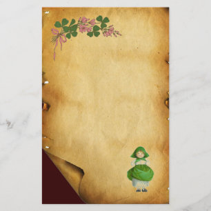 TAG ST. PATRICK - IRISCHES MÄDCHEN UND KLEEBLÄTTER BRIEFPAPIER
