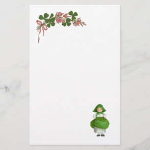 TAG ST. PATRICK - IRISCHES MÄDCHEN UND KLEEBLÄTTER BRIEFPAPIER