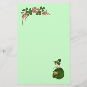 TAG ST. PATRICK - IRISCHES MÄDCHEN UND KLEEBLÄTTER BRIEFPAPIER