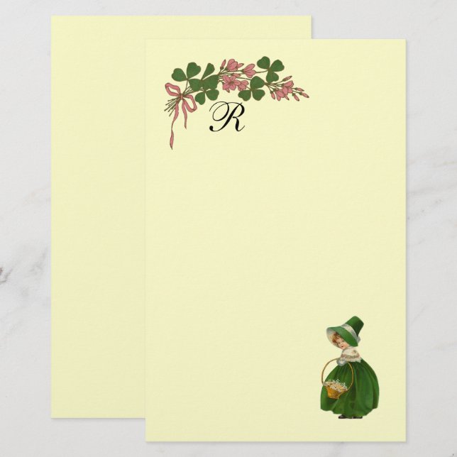 TAG ST PATRICK, MONOGRAMM FÜR IRISCHES MÄDCHEN UND BRIEFPAPIER (Vorne/Hinten)