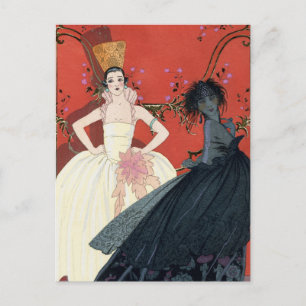 Tag und Nacht in Paris Art Deco Postkarte