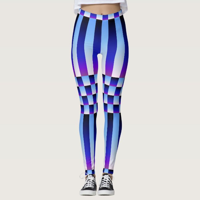 Tag und Nacht (Schachbretter und Streifen) Leggings (Vorderseite)