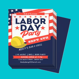 Tag USA Flag Hard Hat Party Event Flyer