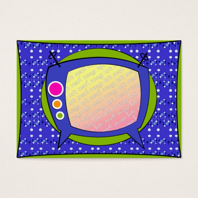 Tag-Vorlage für Geschenke - Retro-TV (Vorderseite)
