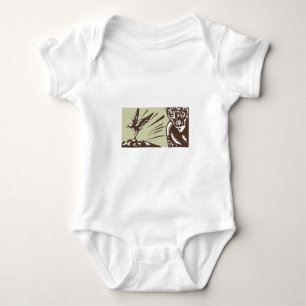 Tagaloa, das Regenpfeifer-Vogel-Holzschnitt Baby Strampler