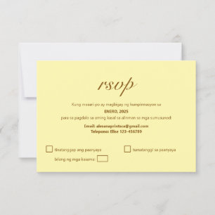 Tagalog-Antwortkarte Filipino-Hochzeit Beige Moder RSVP Karte