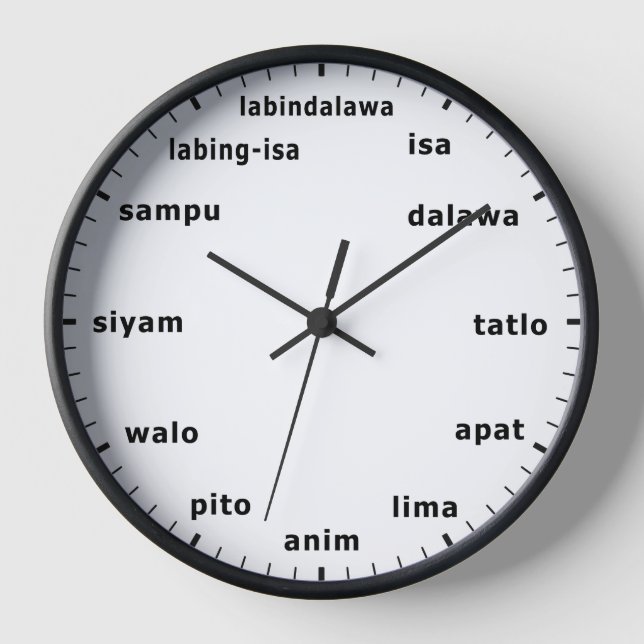 Tagalog Filipino Uhrzeitzähler Uhr (Vorderseite)