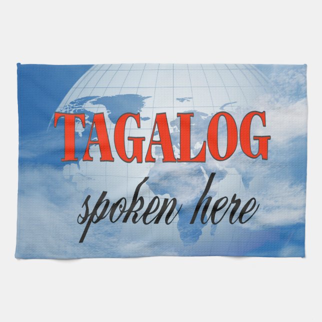 Tagalog gesprochen hier bewölkte Erde Küchentuch (Horizontal)