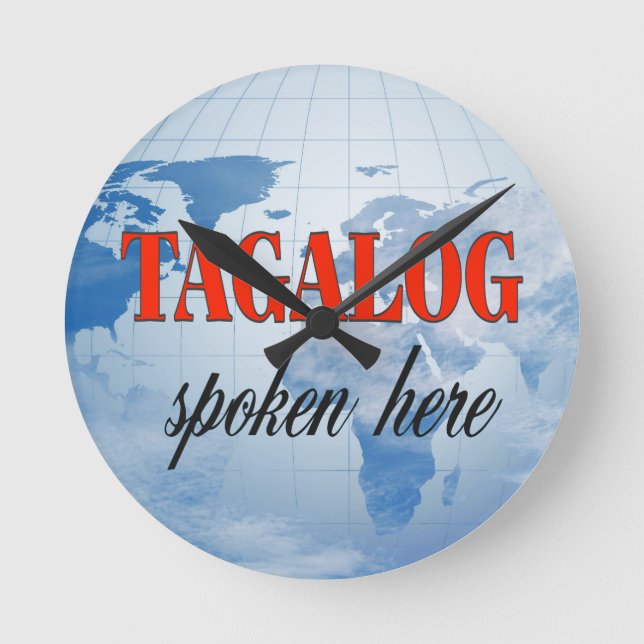 Tagalog gesprochen hier bewölkte Erde Runde Wanduhr (Vorderseite)