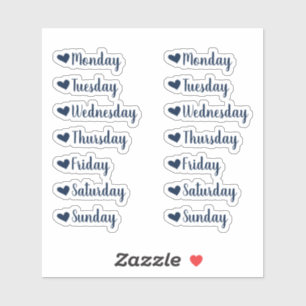 Tage der Blue Heart Planner-Sticker der Woche Aufkleber